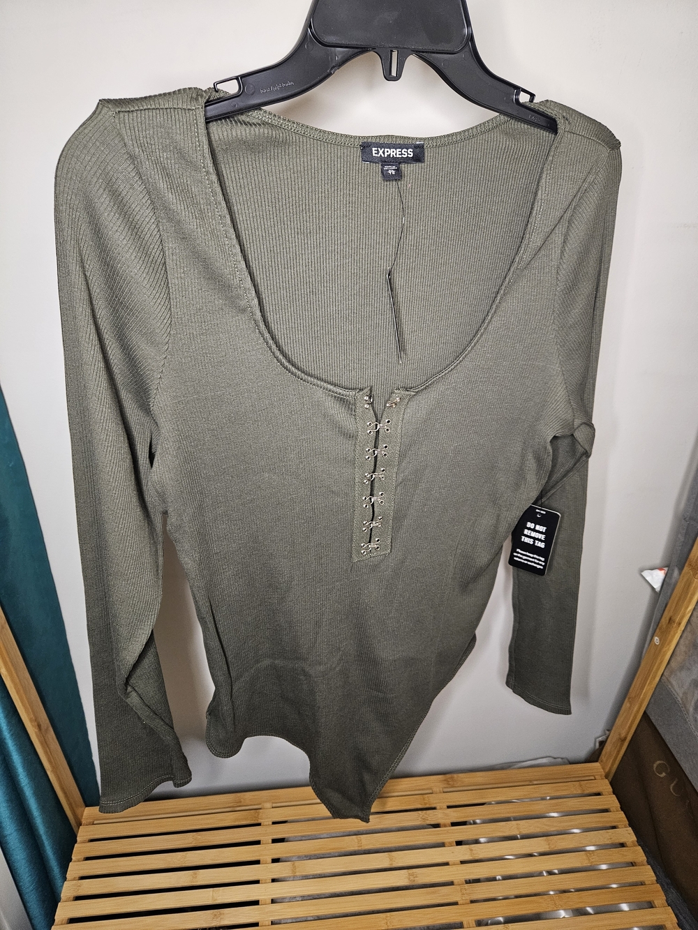 Express Ribbed Hook And Eye Bodysuit